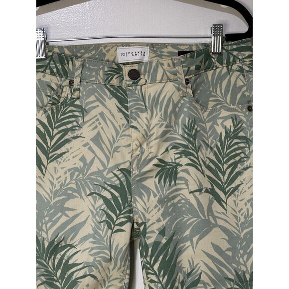 Parker Smith Palm Springs Green Leaf Print Ava Crop Skinny Jeans Size 30 EUC - Picture 2 of 14
